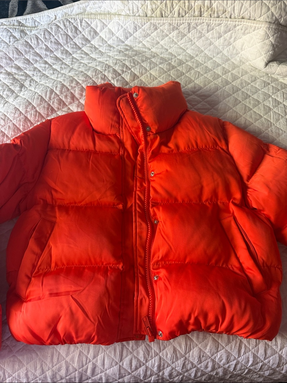 Women's Orange Puffer Jacket - Lightweight Insulated Coat